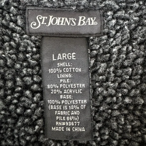 St. John’s Bay Snowflake Ski Zip Up Sweater Men’s L Black Red Cozy